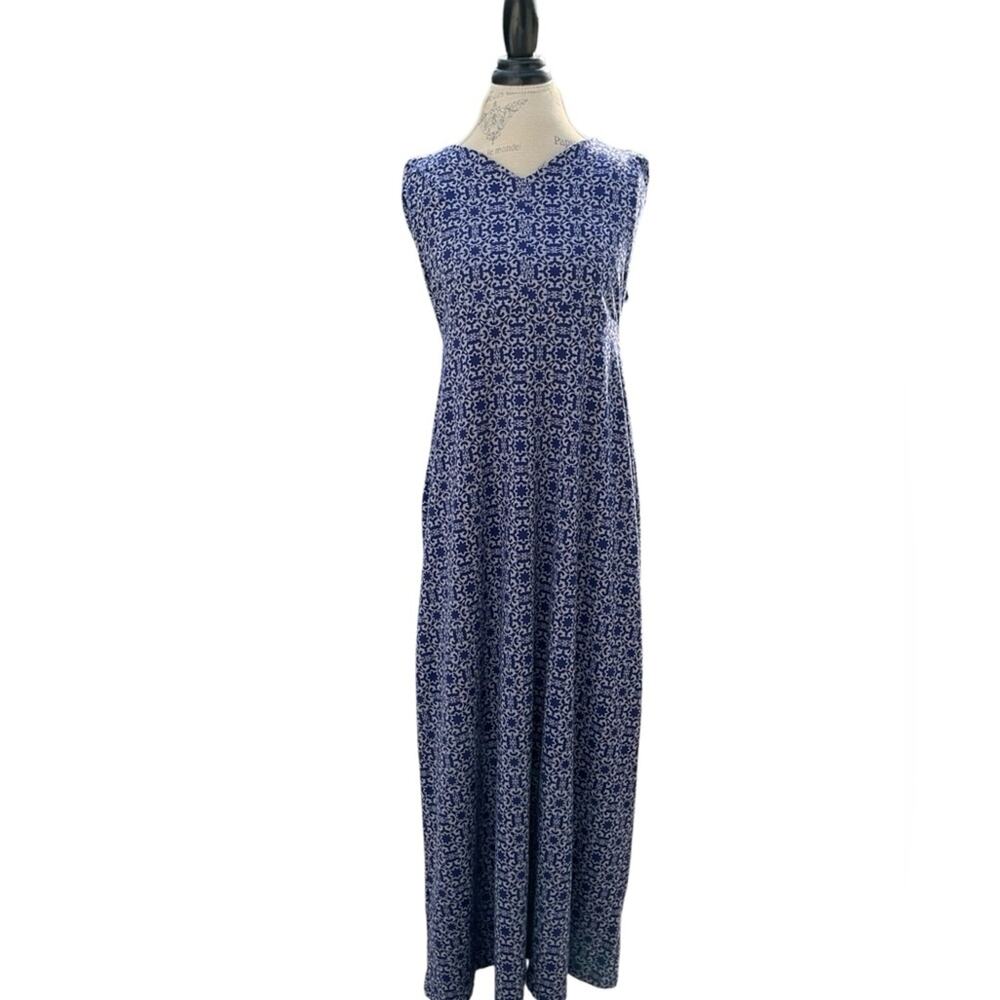 Market & Spruce Women’s Maxi Dress Geometric Blue White Size XL NWT - Picture 1 of 12